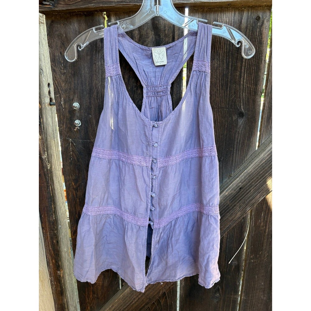 Ella Moss bohemian-style lavender sleeveless button-front  top
